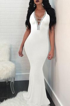 White Prom Dress, Fishtail Dress, Open Back Dress, Open Back Dresses, Mid Dresses, Back Dress, Buy Dress, Summer Outfits Women, Dress Backs