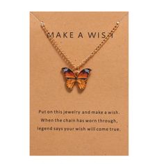 Make a wish upon this beautiful Butterfly Necklace No.1 from Wish! 🦋🌟 Its multicoloured design will add a pop of colour to any outfit, and the stainless steel metal ensures durability. Perfect for any charm, pendant, and chain lover out there! #ButterflyNecklace #MakeAWish #CharmLover #PendantNecklace #StainlessSteelJewelry 🌈👌🏼 #Charm #Pendant #Wish #Necklace #Chain #Multicoloured #StainlessSteel Butterfly Charm Pendant Necklace For Gift, Cute Butterfly Charm Necklace For Gift, Gold Butterfly Charm Necklace, Gold Plated Butterfly Charm Pendant Necklace, Yellow Gold Butterfly Charm Pendant Necklace, Romantic Necklace, Butterfly Pendant Necklace, Cute Butterfly, Couple Jewelry