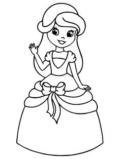 the princess in her dress coloring page