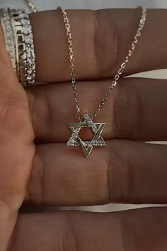 Magen David (Star of David) - 14K Solid Gold Set with a lab diamonds (0.06CT totoa). Jewish star jewelry - handmade Israeli Judaica gift. Magen David length - 11 mm. The length of the chain - 42 cm. Discover the beauty of our Judaica jewelry collection, where each piece is crafted with care and devotion in Israel. This timeless piece of Jewish jewelry is a testament to the tradition, culture, and deep connection to the Holy Land.  This stunning Israeli Jewelry made from a 14k gold pendant captures the essence of Israel's spirit and heritage, making it a meaningful gift for a Bar Mitzvah, a gift for Passover, a gift for Hanukkah, or as a symbol of your faith or love for Israel. Celebrate your faith and heritage with this exceptional piece of Judaica jewelry. Order yours today and let it ser Star Of David Aesthetic, Star Of David Jewelry, Jewish Aesthetic, Jewish Inspiration, Jewish Star Necklace, Star Of, David Star, Star Of David Necklace, Judaica Jewelry