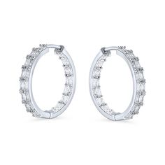 These stunning bridal hoop earrings are affordable luxury. Rhodium plated with sparkling cubic zirconia rectangles, they exude elegance. Post back closures ensure secure wear, making these silver-toned earrings a must-have for any occasion. Carat Size Chart, Hoop Earrings Silver, Hoop Earrings Gold, Cubic Zirconia Jewelry, Womens Jewelry, Cz Jewelry, Diamond Shop, Affordable Luxury, Bling Jewelry