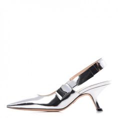 New Christian Dior ,35 Metallic Calfskin Sweet D Slingback Silver Insole: 9.75 In Heel: 3 In Made In Italy Comes With 2 Dust Bags Dior Slingback, Slingbacks, Dior Shoes, Designer Heels, Christian Dior, Shoes Women Heels, Calf Skin, Shoes Heels, Dust Bag