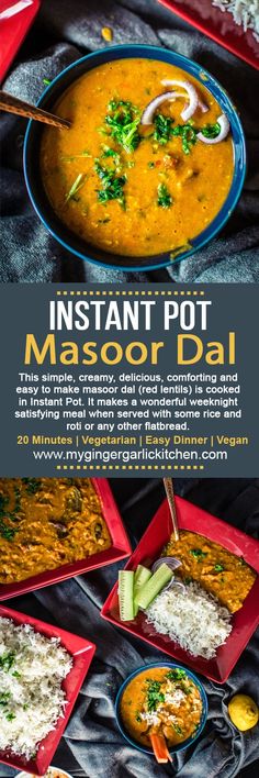 the instant pot masoor dal recipe is ready to be eaten