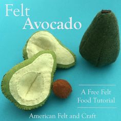 felt avocado is shown on a blue background with the title, an american felt and craft book