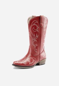 Retro Style Square Toe Finely Embroidered Detail Slip-On Design Heel Height: 1.38 inches Versatile Wardrobe Essential Cowgirl Boots Square Toe, Women's Cowboy Boots, Square Toe Cowboy Boots, Boots Mid Calf, Cowgirl Look, 6 Inch Heels, Fashion Shoes Boots, Boots Square Toe, Cowboy Boots Women