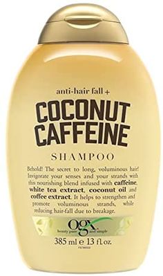 Amazon.com : OGX Anti-Hair Fall + Coconut Caffeine Strengthening Shampoo with Caffeine, Coconut Oil & Coffee Extract, 13 Fl Oz : Beauty & Personal Care Ogx Hair Products, Anti Hair Fall Shampoo, Coconut Oil Coffee, Coffee Extract, Keratin Smoothing, Anti Hair Fall, Shampoo For Thinning Hair, Reduce Hair Fall, Coconut Coffee