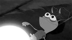 a black and white photo of a cartoon character