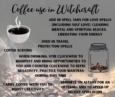 Coffee Magic Spell, Everyday Spells, Coffee Spell, Herb Crafts, Crow Facts, Magical Coffee, Magickal Correspondences, Magical Oils