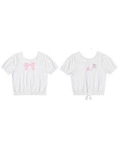 ❤2wey ribbon slim fit top❤︎ Press The Button, Slim Fit Top, Heart Bag, Gift Of Time, Knit Shorts, White Tops, Workout Tops, Summer Women, Short Sleeves Tops