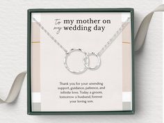 "Gift for mom on wedding day from son and daughter, today a bride tomorrow a wife wedding gift, mother of the bride gift from daughter, thank you mom wedding gift Your mom spent her life raising you to be the amazing woman you are today.  Show your appreciation with a beautiful piece of jewelry that will go with any outfit, formal and casual alike.  This necklace is the perfect gift for the woman that spent her life making yours great! ALL components are handmade with: 14K gold vermeil & sterlin Mom On Wedding Day, Son And Daughter, Mother Of The Bride Gift, Mom Wedding Gift, Thank You Mom, Tarnish Remover, Gold Vermeil Jewelry, Mom Wedding, Jewelry Care Instructions