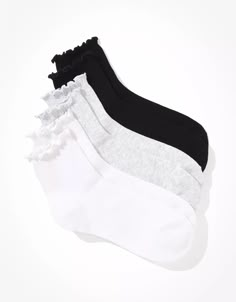 AE Ruffle Trim Boyfriend Socks 3-Pack American Eagle Socks, Boyfriend Socks, Frilly Socks, Jewelry Hair Accessories, Ruffled Socks, Dresses Wedding Guest, Carters Baby Boys, Sock Packs, Jewelry Hair