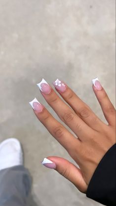 Holiday Nails Summer Acrylic French Tip, Holiday Nails Inspo Summer, Wedding Reception Nails, Summer Nail Inspo French Tip Square, Nail Inspo Frenchies, Summer French Tip Nails Designs, Square French Tip Acrylic Nails Summer, Girly Acrylic Nails Summer, Hawaiian Flower Nails Acrylic French Tip