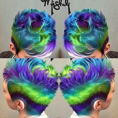 Rainbow Faux Hawk, Short Rainbow Hair Men, Crazy Hair Day For Boys With Short, Bright Hair Colors Short, Crazy Hair Day For Boys, Pelo Color Vino, Pinwheel Hair Color, Funky Hair Colors, Womenswear Shoes