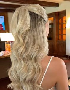 Half Up Half Down Wedding Hair Backless Dress, Sleek Pony Wedding Hair, Wedding Hairstyles Long Sleeve Dress, Wedding Hairstyles Blonde Half Up, Straight Down Wedding Hair, Bride Hair Beach Wedding, Half Up Bride Hairstyles, Low Bun Wedding Hair Blonde, Beach Bride Hair Half Up