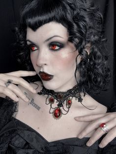 Red Pendants, Gothic Necklace, Gothic Fashion, Black Lace, Lace, Red, Black