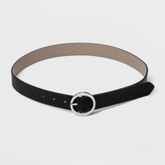 The Oval Tapered Center Bar Reversible Belt from A New Day™ gives a statement finish to your looks. The reversible women's belt is black on one side, gray on the other, giving you an option to fit with virtually any outfit in your closet. The belt has a silver-tone oval tapered center bar to give your look a touch of polished shine, while multiple holes help you find a great fit. With two color options at hand, this belt will quickly be a go-to to effortlessly accessorize your look. Color: black Branded Belts, Reversible Belt, Women's Belt, Belt Shop, Black Side, Belt Size, A New Day, Belts For Women, Brown Gold