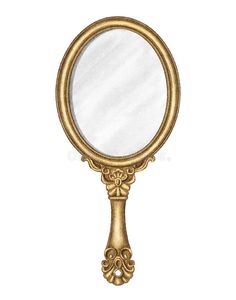 an ornately decorated gold mirror on a white background with clipping for text or image