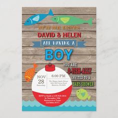 a birthday card for a boy with an image of fish and a buoy on it