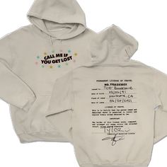 the back of a white hoodie with an autographed signature on it, which reads all me is you get lost