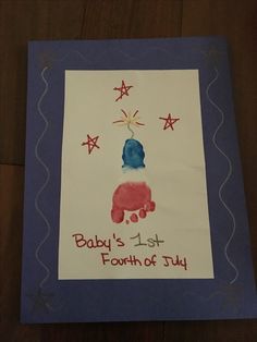 a baby's first fourth of july card with an elephant and stars on it