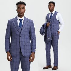 Introducing The Stacy Adams Textured Plaid Windowpane 3-Piece Suit Set, A Pinnacle Of Modern Sophistication And Craftsmanship. This Impeccably Tailored Ensemble Marries Classic And Contemporary Aesthetics With Its Hybrid-Fit Jacket, Single-Breasted Vest, And Flat-Front Pants, All Adorned With A Stylish Textured Plaid Windowpane Pattern. From Underarm Sweat Guards To Functional Pockets, Every Detail Exudes Both Style And Functionality. With A Range Of Sizes From Skinny To Slim Fit, It Caters To V Tailored Purple Suit For Business, Tailored Purple Business Suit, Purple Three-piece Business Suit With Notch Lapel, Fitted Purple Suit With Collar, Tailored Purple Three-piece Suit For Formal Occasions, Fitted Purple Suit, Fitted Purple Sets With Suit Collar, Fitted Elegant Purple Three-piece Suit, Elegant Fitted Purple Three-piece Suit