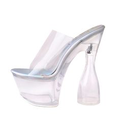 TAAFO Transparent Thick Platform Sandals Chunky Heels Open Toe PVC Shoes For Lady Women Clear Slippers White-35 Clear Open Toe Heels With Translucent Outsole, Clear Pointed Toe Sandals With 4-inch Heel, Clear Platform Sandals With Open Heel, High Heel Jelly Sandals With Clear Strap, Clear Closed Toe Jelly Sandals For Parties, Clear Platform Heels For Summer, Summer Platform Heels In Clear Color, Clear Jelly Sandals With Transparent Straps And Round Toe, Clear Jelly Sandals With Round Toe And Transparent Straps