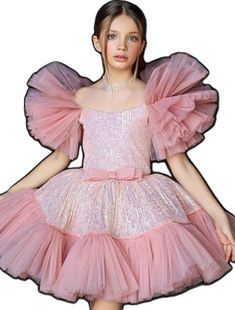 Holiday Pink Tulle Dress, Pink Princess Dress For Dress-up Holiday, Princess Dress With Bow For Prom, Party Princess Dress With Pink Bow, Pink Princess Dress With Tulle Skirt For Pageants, Pink Princess Dress For Prom Season, Pink Princess Tutu Dress For Holiday, Holiday Princess Pink Tutu Dress, Prom Glitter Tulle Tutu Dress