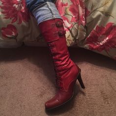 Reposhing This Item I Purchased From @Andreaedmondsrn. Loved It, But Ready To Rotate For Something New. Questions? Leave A Comment Below! Long Boots With Heels, Fancy Shoes, Red Lace, Shoes Heels Boots, Lace Up Boots, Shoes Women Heels, Heeled Boots, Shoes Heels, Lace Up