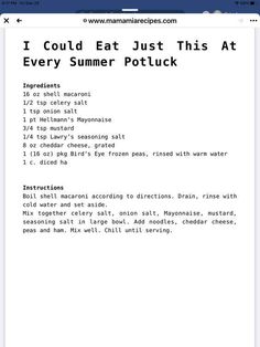 an iphone screen with the text i could eat just this at every summer potluck