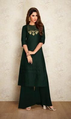 Store - Page 28 of 28 - The Libas Collection Dark Green Kurti, Green Kurti, Kurti With Palazzo, Kurti Set, Dark Green Color, Silk Bottoms