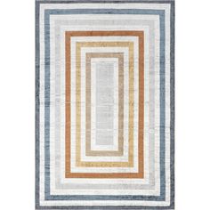 an area rug with different colors and shapes