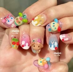 Usahana Nails, Sanrio Nail Art, Animals Nails, Korea Nail Art, Sanrio Nails, Korea Nail, Food Nails, Nails Colorful, Idea Nail