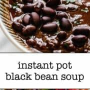 a bowl filled with black beans next to another bowl full of red and green beans