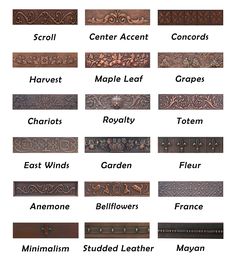 the names of different types of leathers and their uses in making them look like they are