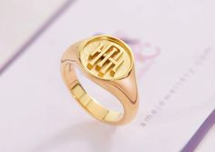 Personalized Monogram Signet Ring in 18K Yellow Gold | AME Jewellery Designer Engraved Round Rings, Luxury Engraved Jewelry For Marriage, Luxury Monogram Initial Ring, Luxury Engraved Monogram Ring, Symbolic Yellow Gold Initial Ring For Weddings, Luxury Monogram Engraved Ring, Luxury Monogram Rings, Elegant Formal Monogram Ring, Designer 14k Gold Rings For Gifts