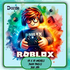 the roblox logo with headphones on it and an image of a boy holding a