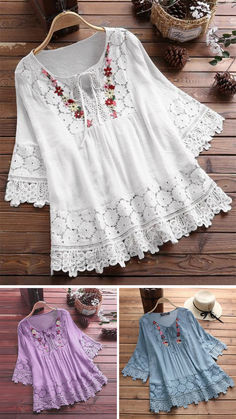 New Trendys Fall Outfits Ideas! Elegant Embroidery Cotton Linen Blouse Top for Women Casual Outfits! Buy Any 3 Get 15%off! Bohemian Half Sleeve Blouse For Spring, Spring Bohemian Half-sleeve Blouse, Spring Bohemian Half Sleeve Blouse, Bohemian Blouse With 3/4 Sleeves For Summer, Bohemian 3/4 Sleeve Summer Blouse, Non-stretch Summer Tops With 3/4 Sleeves, Summer Cotton Blouse With 3/4 Sleeves, Summer Tops With 3/4 Sleeves, White 3/4 Sleeve Summer Blouse