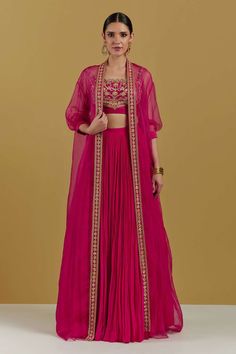 Pleated Lehenga, Haldi Outfits, Trendy Outfits Indian, Crop Top Skirt Set, Patterned Crop Top, Embroidered Crop Tops, Lehenga Skirt