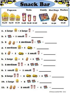 a printable snack bar worksheet for kids to learn how to use it