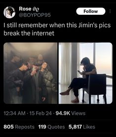 two screenshots of people sitting in chairs and talking on their cell phones, with the caption'i still remember when this jimmy picks break the internet