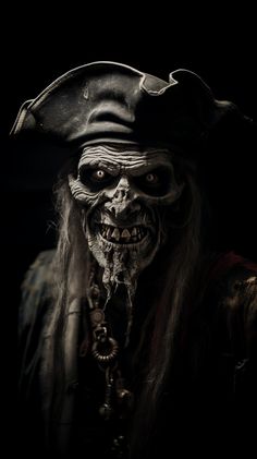 a creepy looking man in a pirate costume