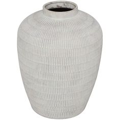 a white vase is shown on a white background