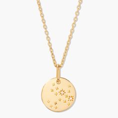 Wear the stars with this stylish Skyler Zodiac Pendant. Featuring a golden zodiac symbol of your choice, this pendant is sure to bring out your inner astrologer and make you shine. Available in 14k gold vermeil 5/8" disc pendant 1mm white sapphire crystals 16" cable chain with 2" extender Lobster claw closure With customization this item is FINAL SALE SKU: BYN1443 Necklaces And Rings, Trendy Rings, Zodiac Pendant, Trendy Ring, Disc Pendant, Fine Jewelry Collection, Fine Jewellery Necklace, White Sapphire, Cable Chain