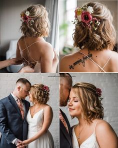 the bride and groom are getting ready for their wedding