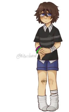 an anime character with short shorts and knee socks, holding a green object in his hand