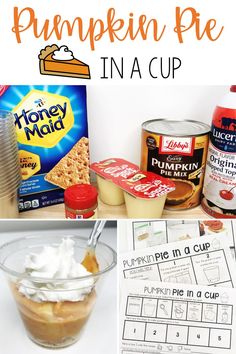 pumpkin pie in a cup recipe and printables to make it into an ice cream sundae