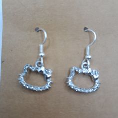 Realy Nice Is Small Size Can Before Adults And Girls Trendy Cat Design Jewelry For Parties, Trendy Cat Design Jewelry For Party, Casual Silver Earrings For Party, Cat Earrings, Earrings Color, Jewelry Earrings, Kitty, Women Jewelry, Silver