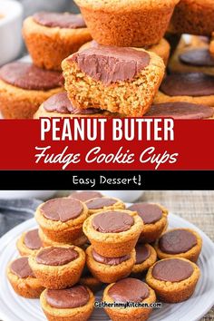 peanut butter fudge cookie cups on a plate