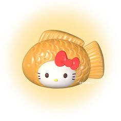 a hello kitty fish with a red bow on it's head is shown in this image