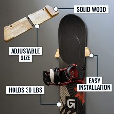 a snowboard is attached to the wall with instructions on how to install and use it